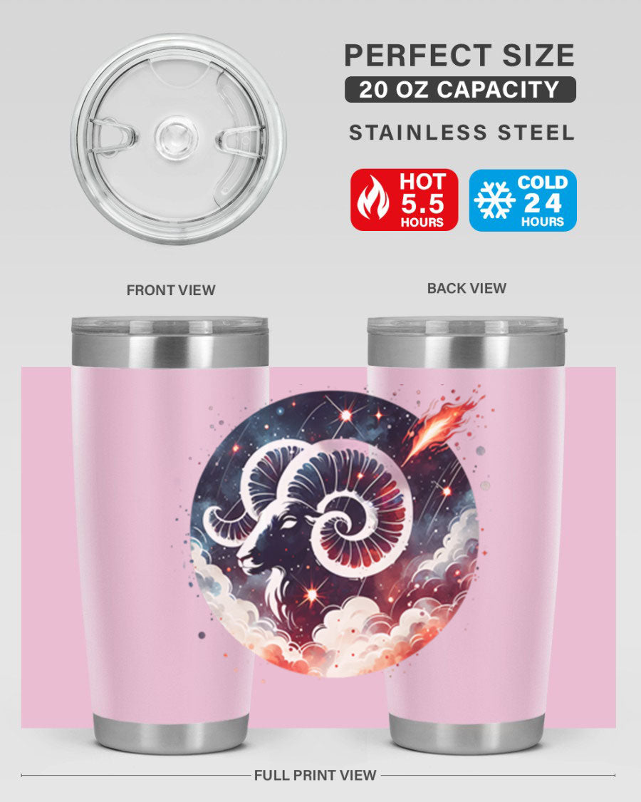 Capricorn 210# Zodiac Tumbler in stainless steel with a stylish design, perfect for hot and cold beverages.