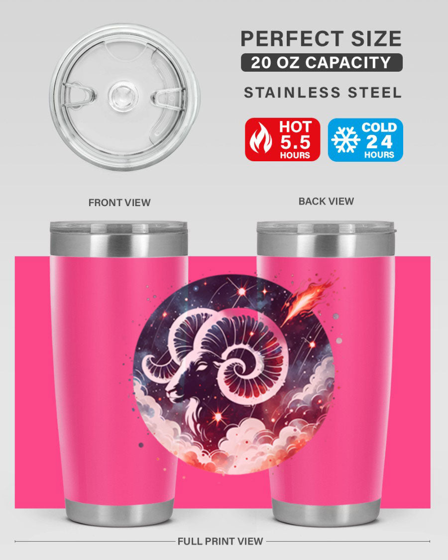 Capricorn 210# Zodiac Tumbler in stainless steel with a stylish design, perfect for hot and cold beverages.