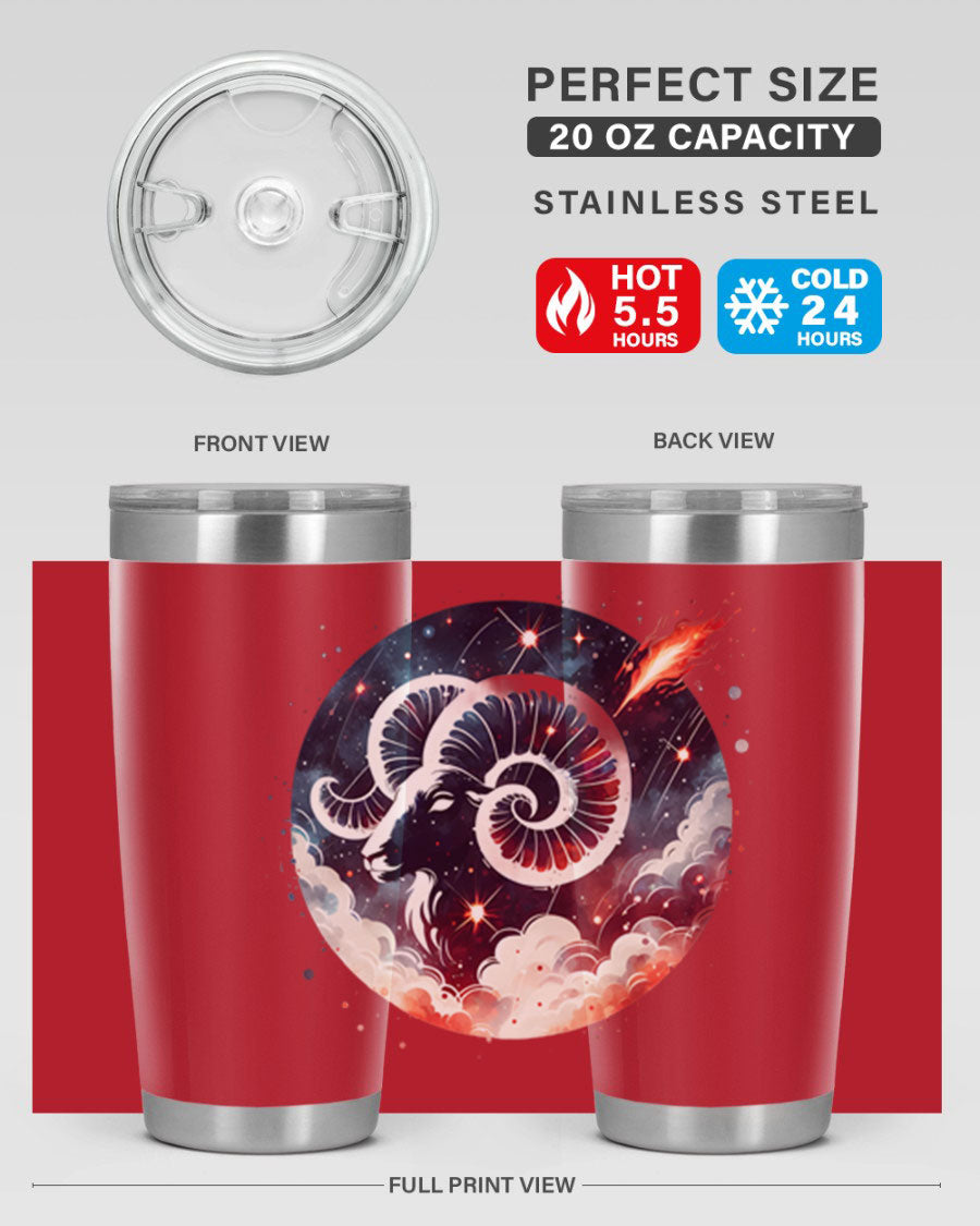 Capricorn 210# Zodiac Tumbler in stainless steel with a stylish design, perfect for hot and cold beverages.