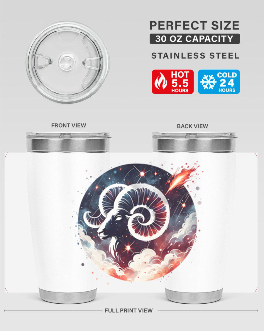 Capricorn 210# Zodiac Tumbler in stainless steel with a stylish design, perfect for hot and cold beverages.