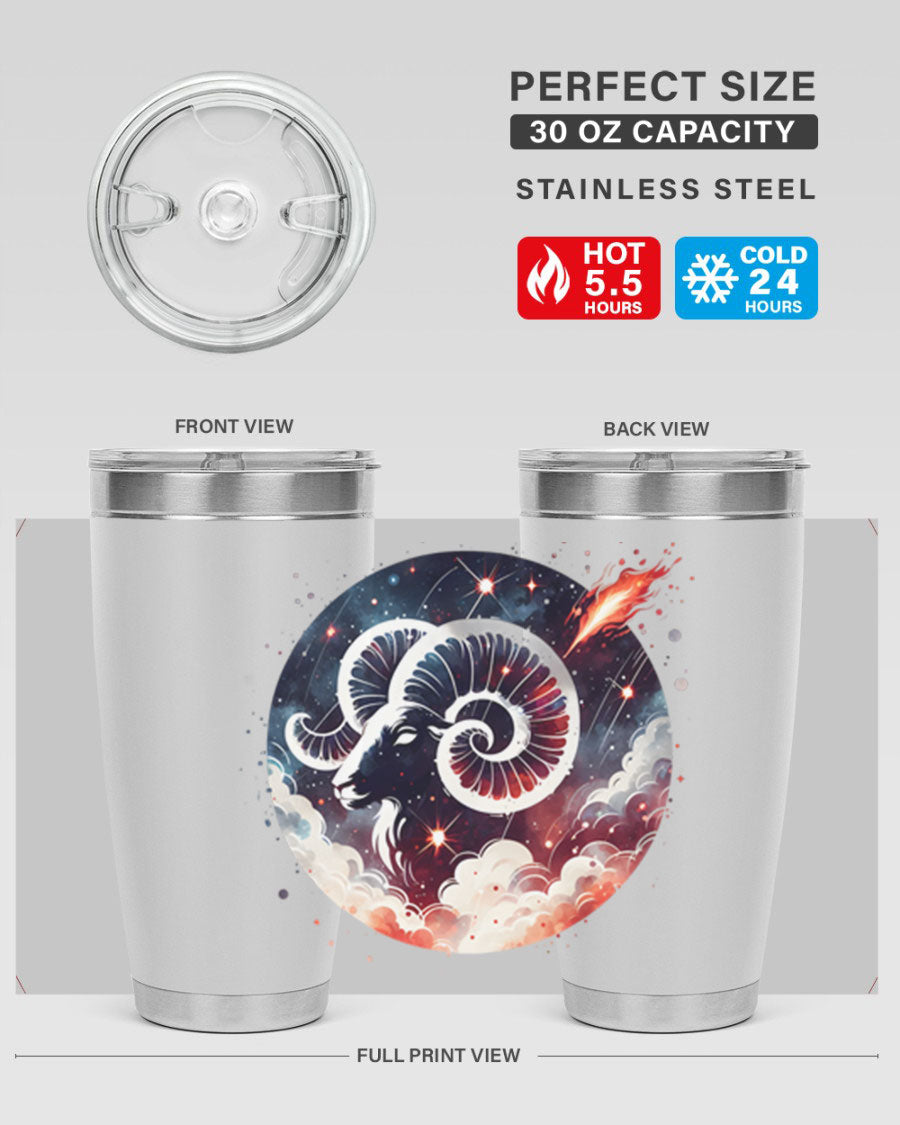 Capricorn 210# Zodiac Tumbler in stainless steel with a stylish design, perfect for hot and cold beverages.