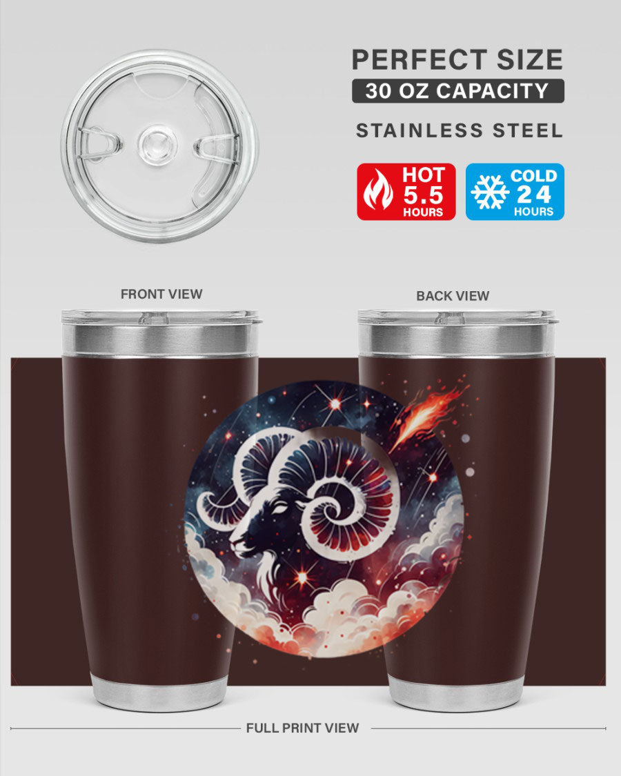 Capricorn 210# Zodiac Tumbler in stainless steel with a stylish design, perfect for hot and cold beverages.