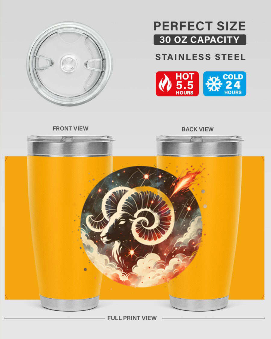 Capricorn 210# Zodiac Tumbler in stainless steel with a stylish design, perfect for hot and cold beverages.