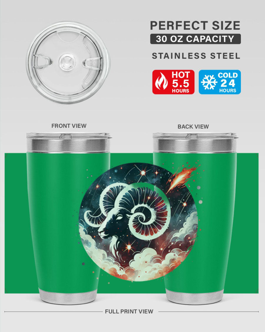 Capricorn 210# Zodiac Tumbler in stainless steel with a stylish design, perfect for hot and cold beverages.