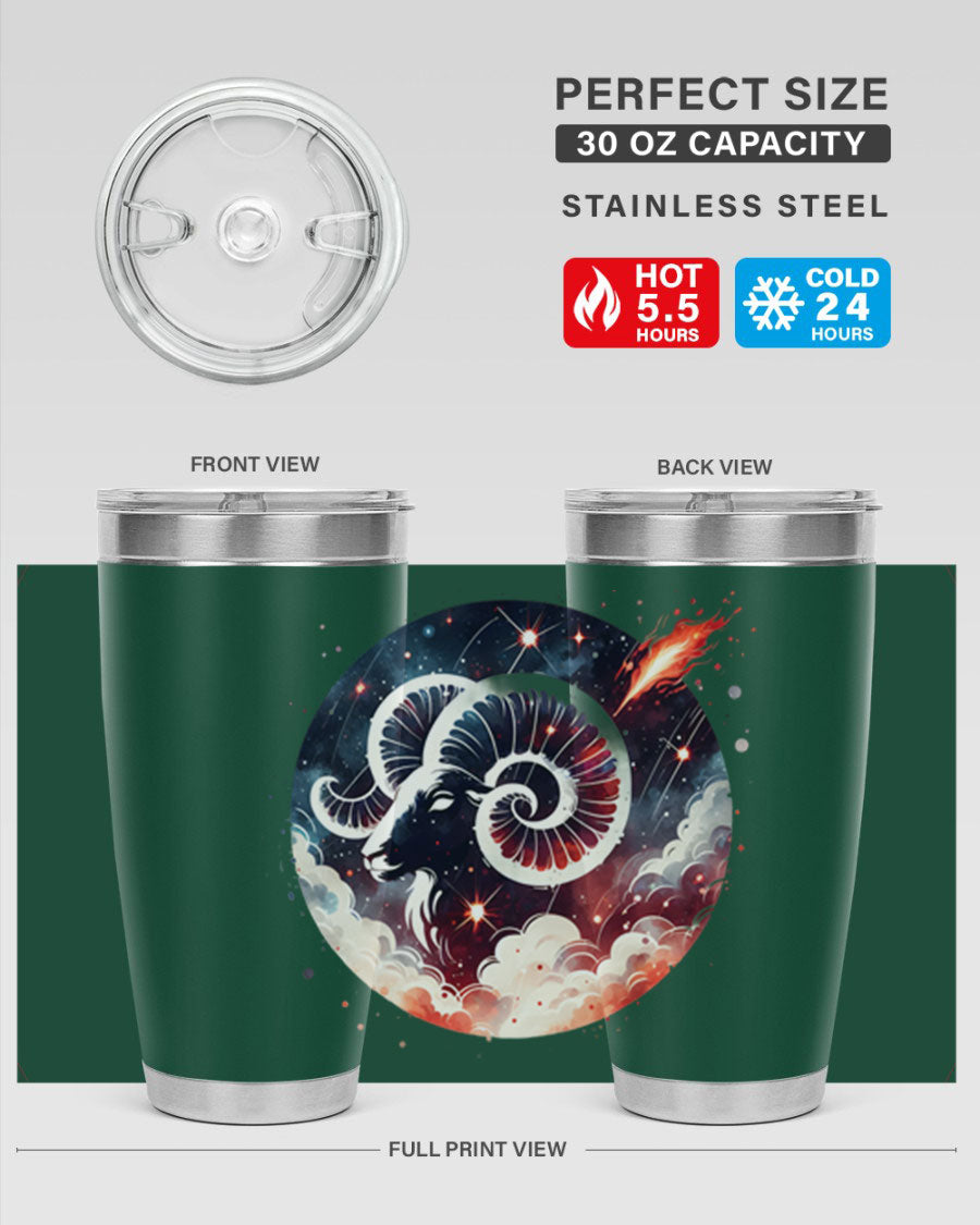 Capricorn 210# Zodiac Tumbler in stainless steel with a stylish design, perfect for hot and cold beverages.