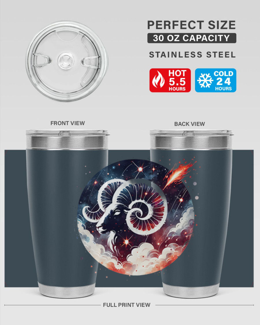 Capricorn 210# Zodiac Tumbler in stainless steel with a stylish design, perfect for hot and cold beverages.
