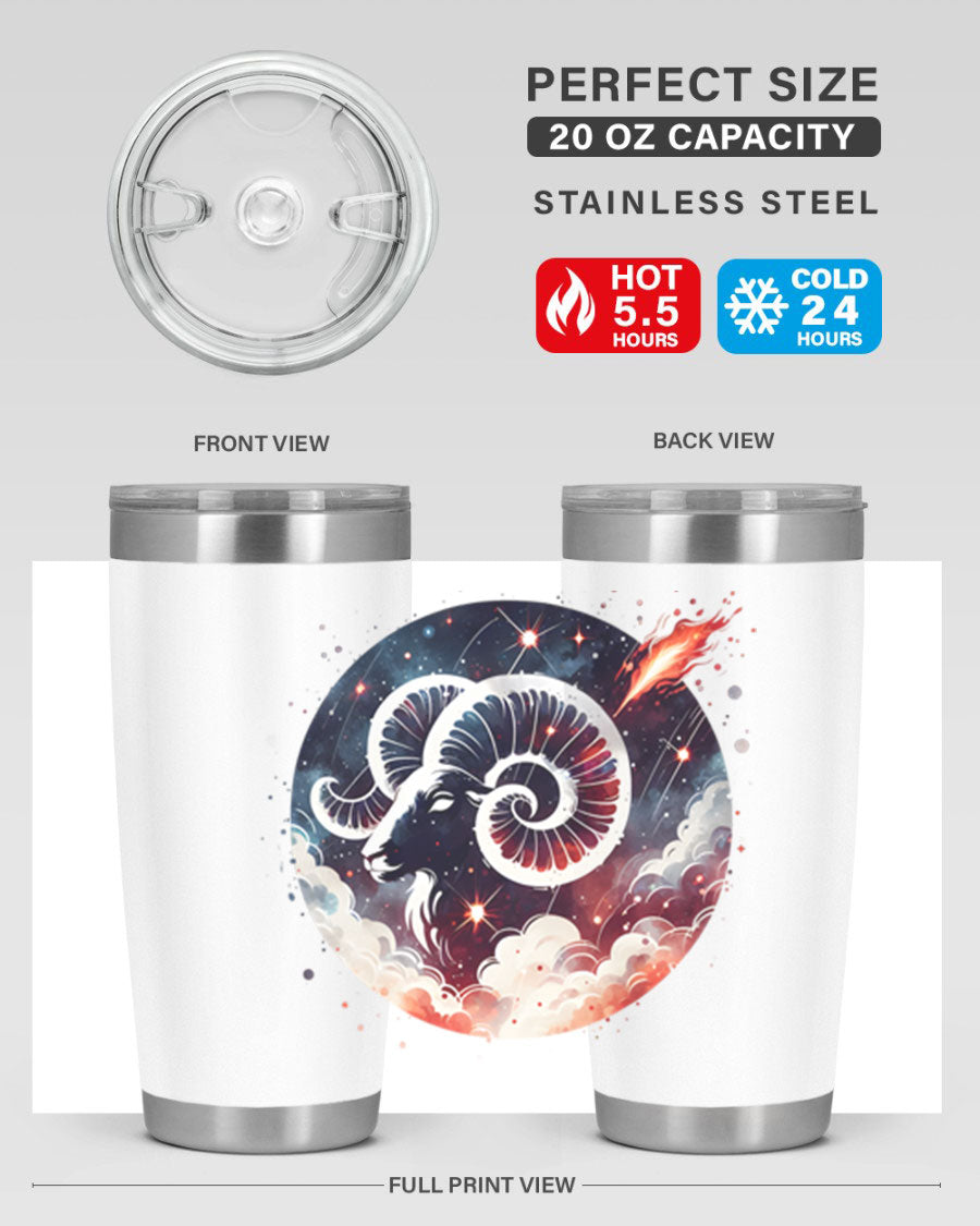 Capricorn 210# Zodiac Tumbler in stainless steel with a stylish design, perfect for hot and cold beverages.