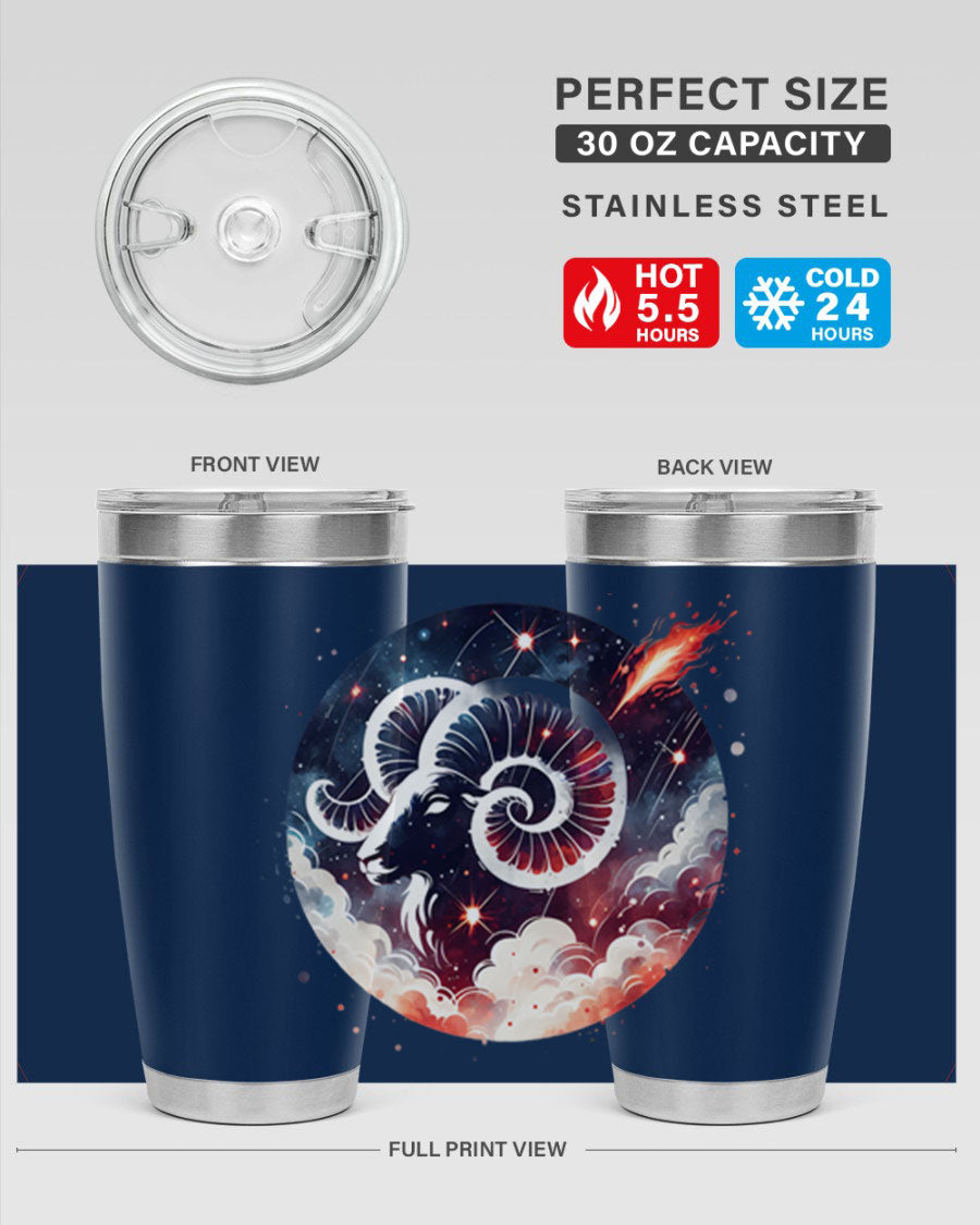 Capricorn 210# Zodiac Tumbler in stainless steel with a stylish design, perfect for hot and cold beverages.