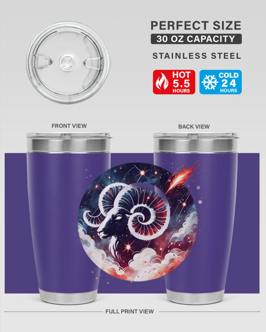 Capricorn 210# Zodiac Tumbler in stainless steel with a stylish design, perfect for hot and cold beverages.