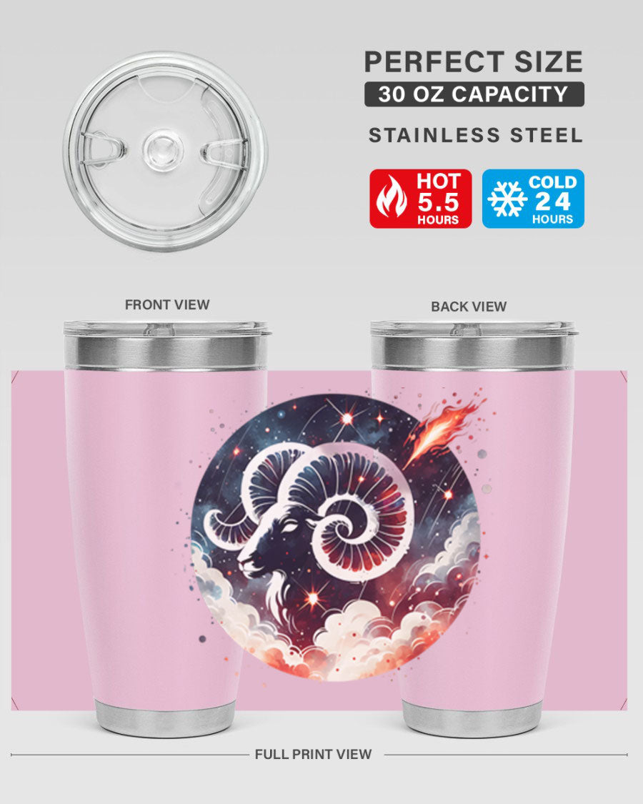 Capricorn 210# Zodiac Tumbler in stainless steel with a stylish design, perfect for hot and cold beverages.