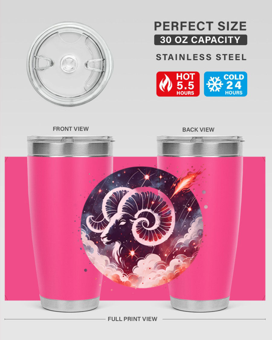 Capricorn 210# Zodiac Tumbler in stainless steel with a stylish design, perfect for hot and cold beverages.