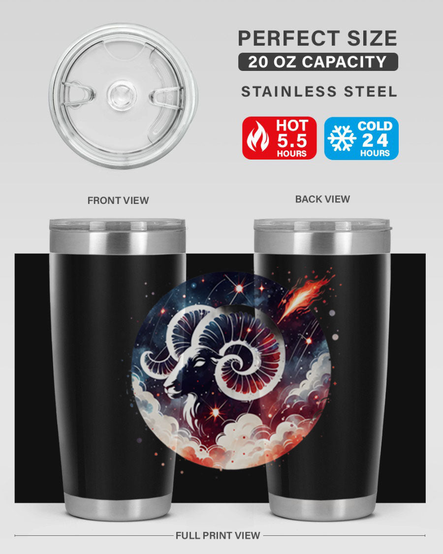 Capricorn 210# Zodiac Tumbler in stainless steel with a stylish design, perfect for hot and cold beverages.
