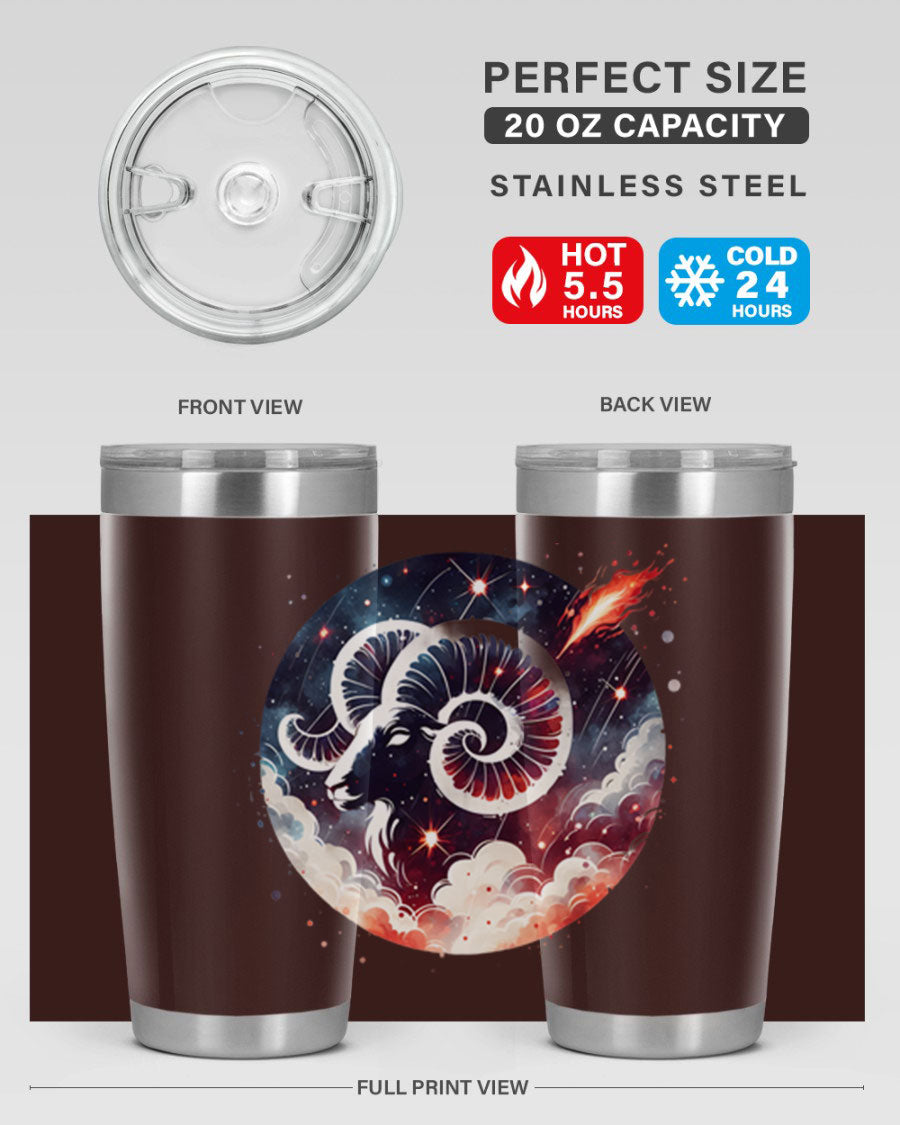 Capricorn 210# Zodiac Tumbler in stainless steel with a stylish design, perfect for hot and cold beverages.