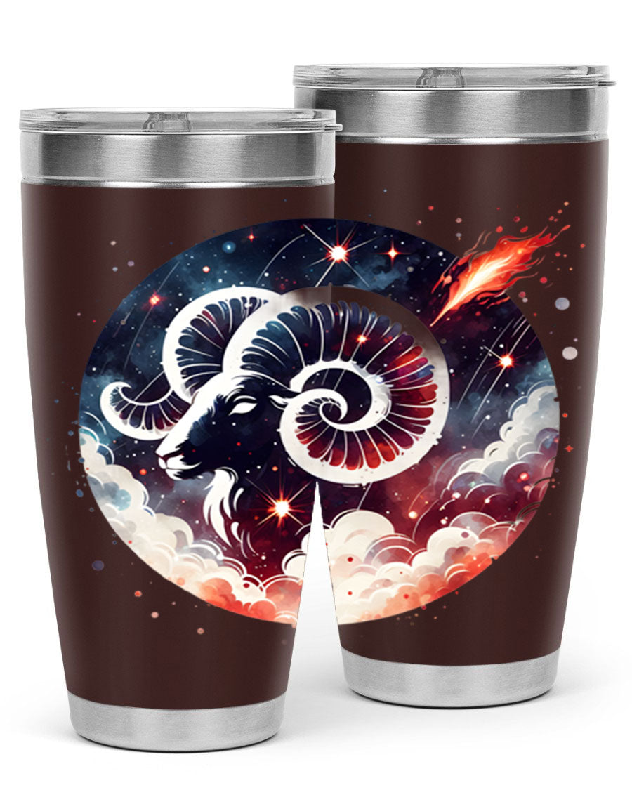 Capricorn 210# Zodiac Tumbler in stainless steel with a stylish design, perfect for hot and cold beverages.