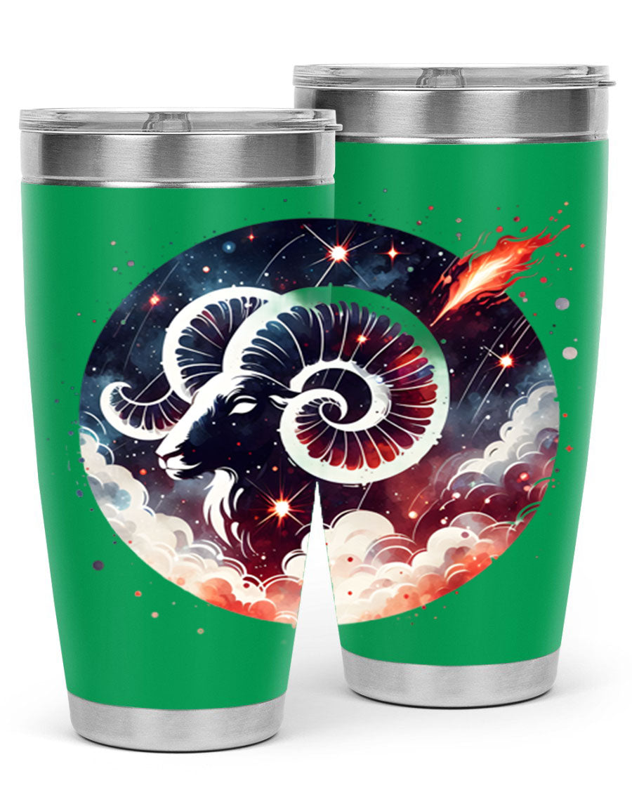 Capricorn 210# Zodiac Tumbler in stainless steel with a stylish design, perfect for hot and cold beverages.