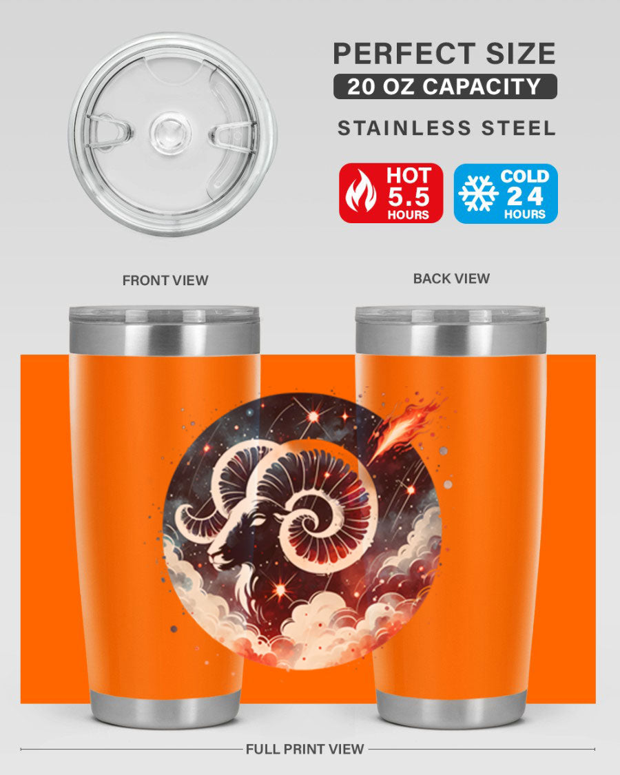Capricorn 210# Zodiac Tumbler in stainless steel with a stylish design, perfect for hot and cold beverages.