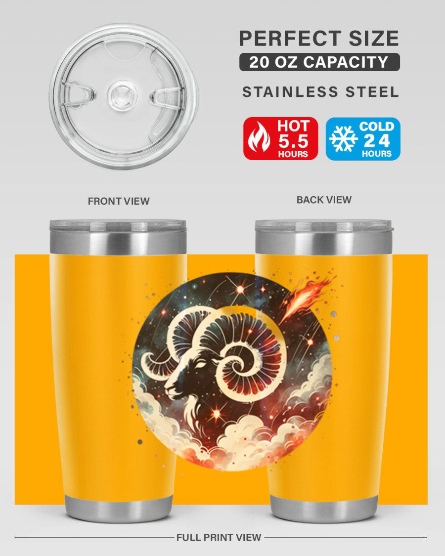 Capricorn 210# Zodiac Tumbler in stainless steel with a stylish design, perfect for hot and cold beverages.