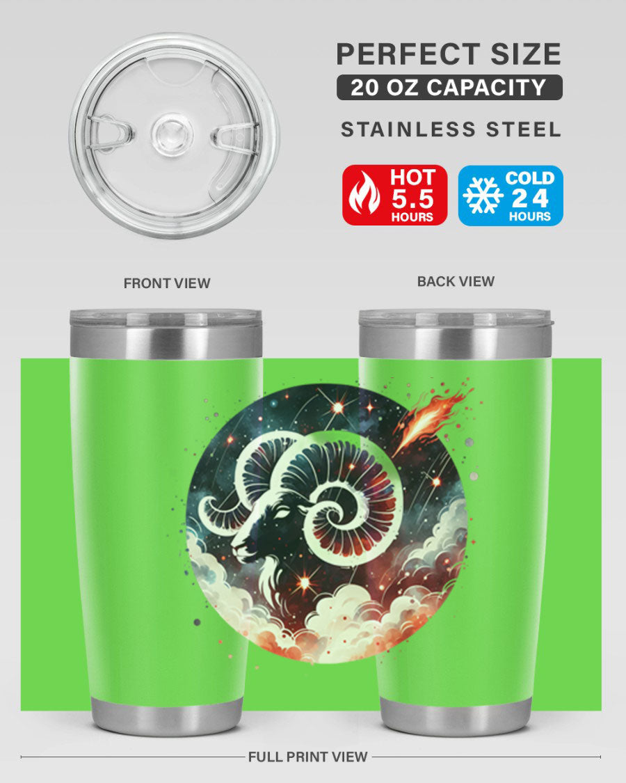 Capricorn 210# Zodiac Tumbler in stainless steel with a stylish design, perfect for hot and cold beverages.