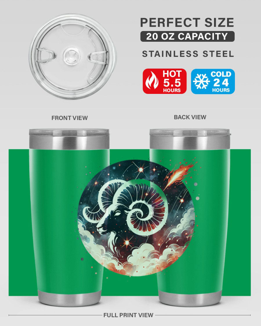 Capricorn 210# Zodiac Tumbler in stainless steel with a stylish design, perfect for hot and cold beverages.