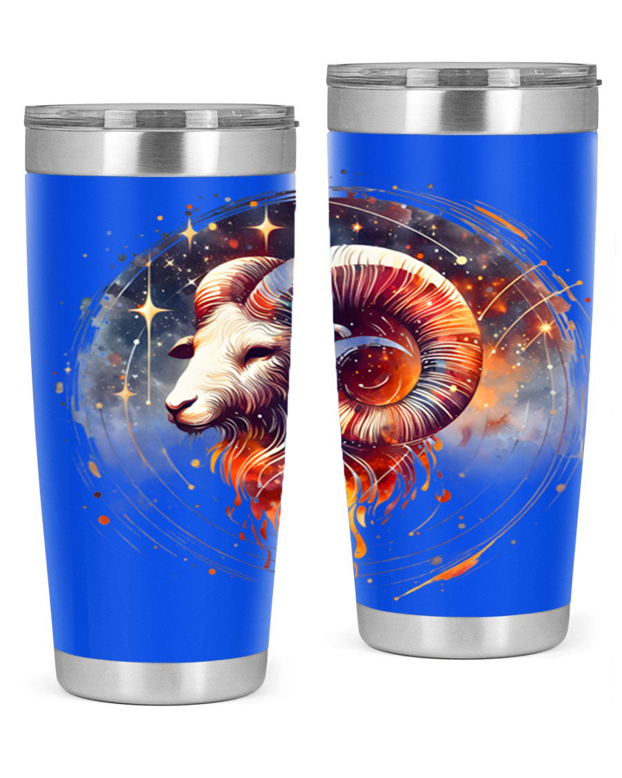 Capricorn 214# Zodiac Tumbler in stainless steel with a sleek design, perfect for hot and cold beverages.