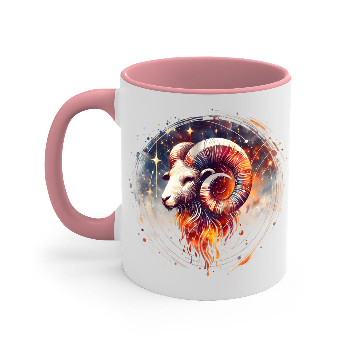 Capricorn 214# Zodiac Mug with colored handle and glossy finish, available in multiple colors and sizes.