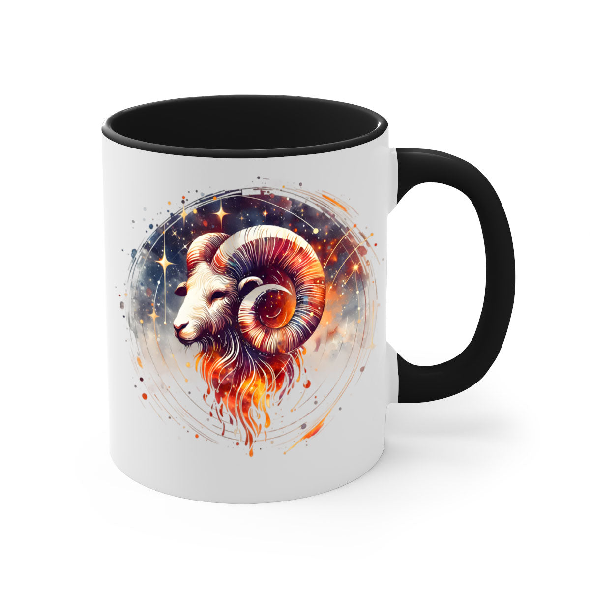 Capricorn 214# Zodiac Mug with colored handle and glossy finish, available in multiple colors and sizes.