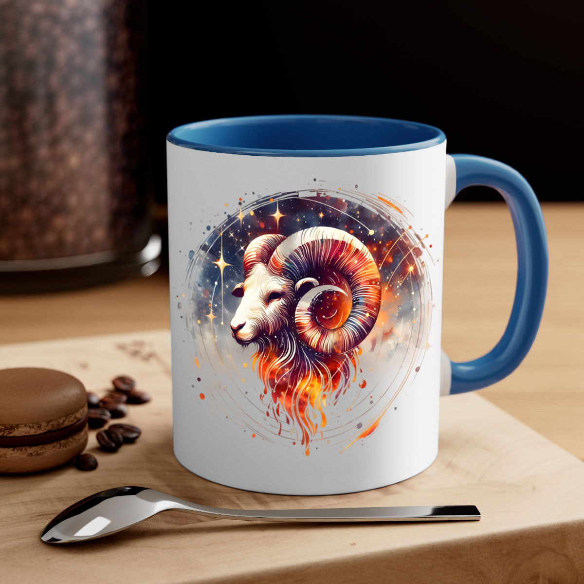 Capricorn 214# Zodiac Mug with colored handle and glossy finish, available in multiple colors and sizes.