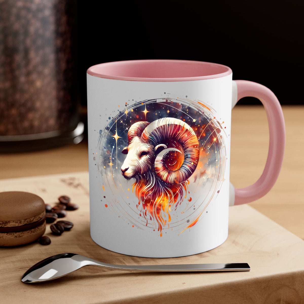Capricorn 214# Zodiac Mug with colored handle and glossy finish, available in multiple colors and sizes.