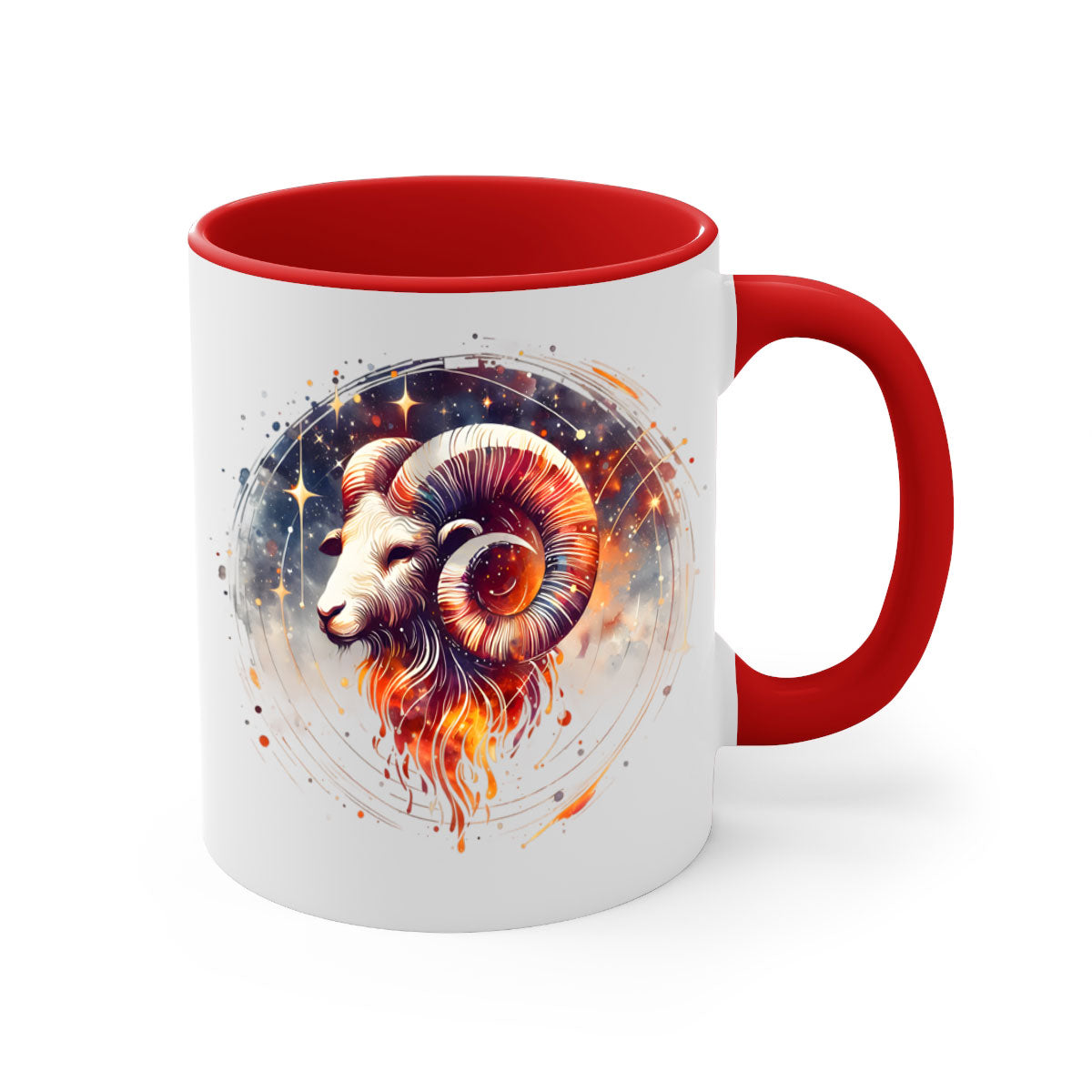 Capricorn 214# Zodiac Mug with colored handle and glossy finish, available in multiple colors and sizes.