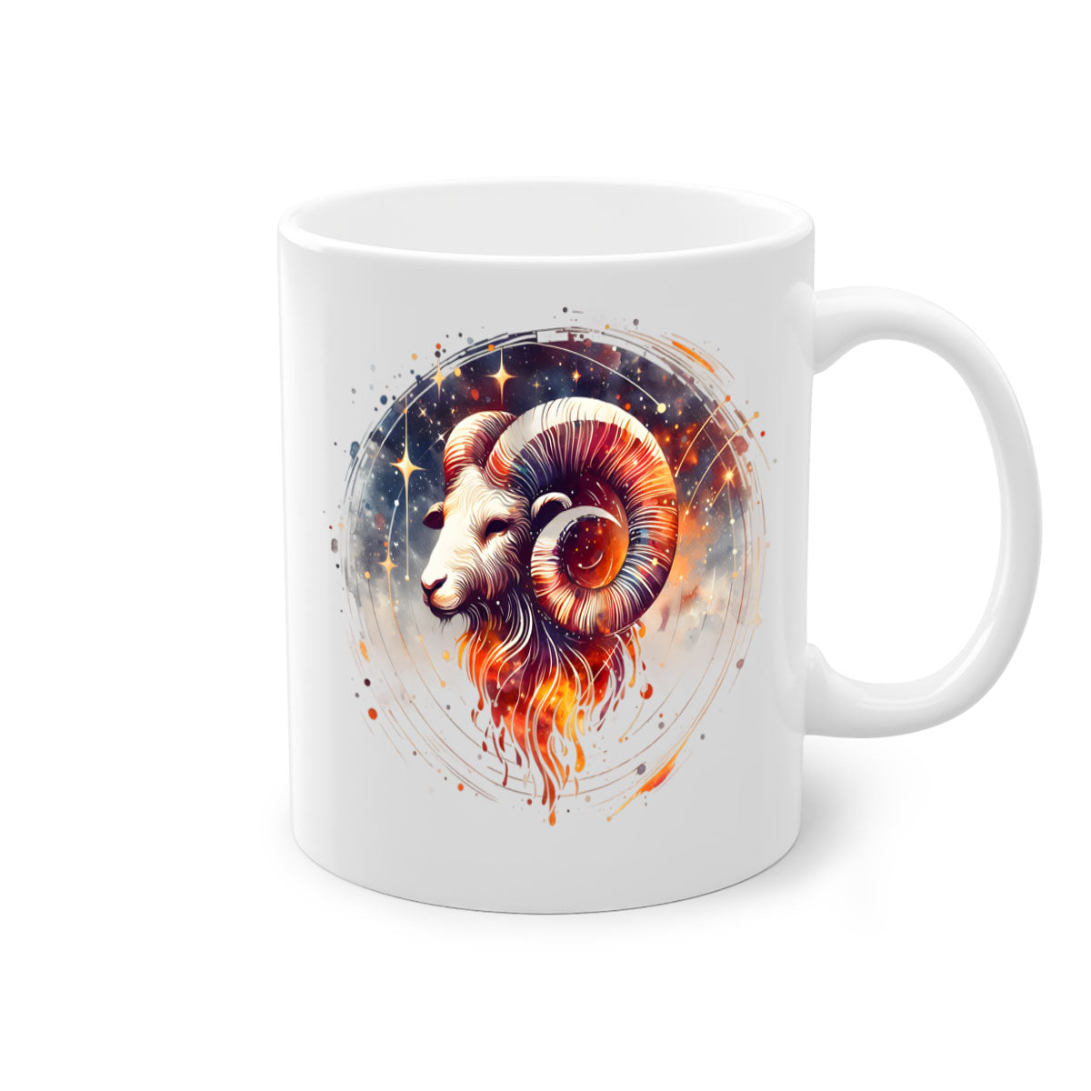 Capricorn 214# Zodiac Mug with colored handle and glossy finish, available in multiple colors and sizes.