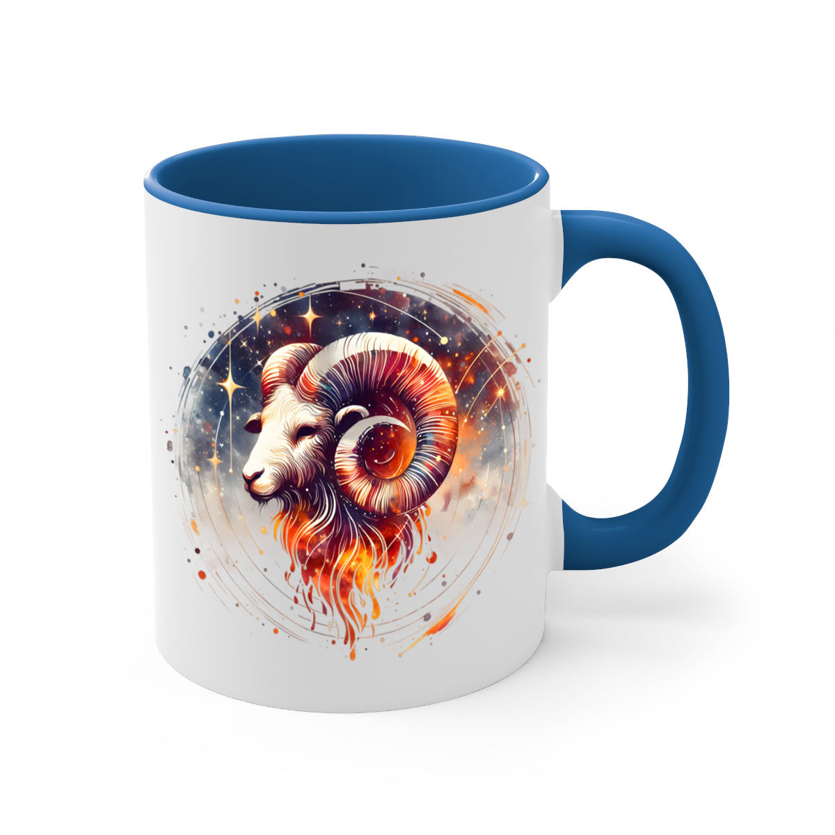 Capricorn 214# Zodiac Mug with colored handle and glossy finish, available in multiple colors and sizes.