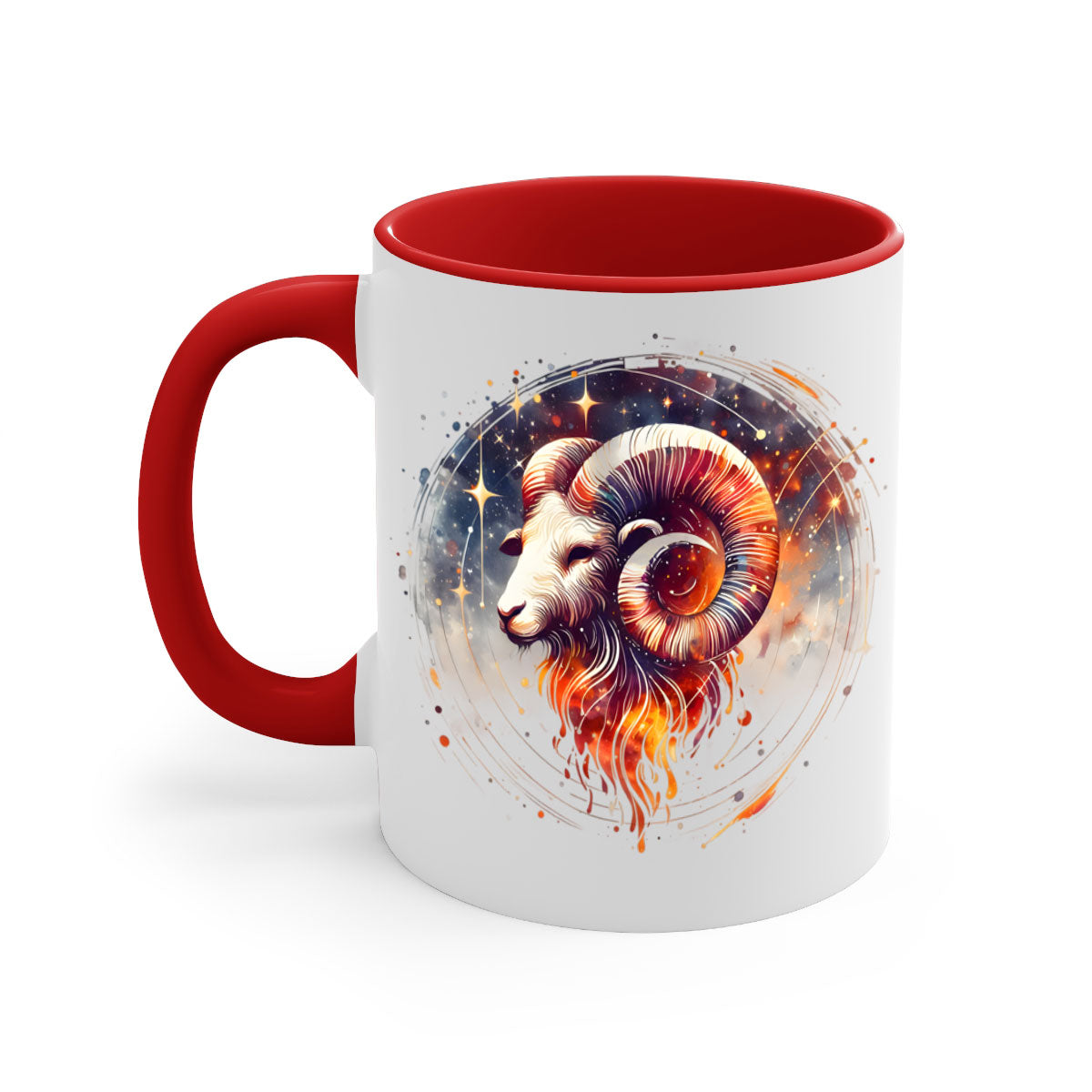 Capricorn 214# Zodiac Mug with colored handle and glossy finish, available in multiple colors and sizes.