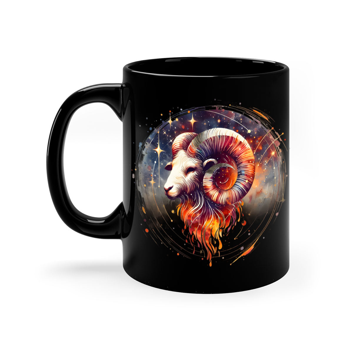 Capricorn 214# Zodiac Mug with colored handle and glossy finish, available in multiple colors and sizes.