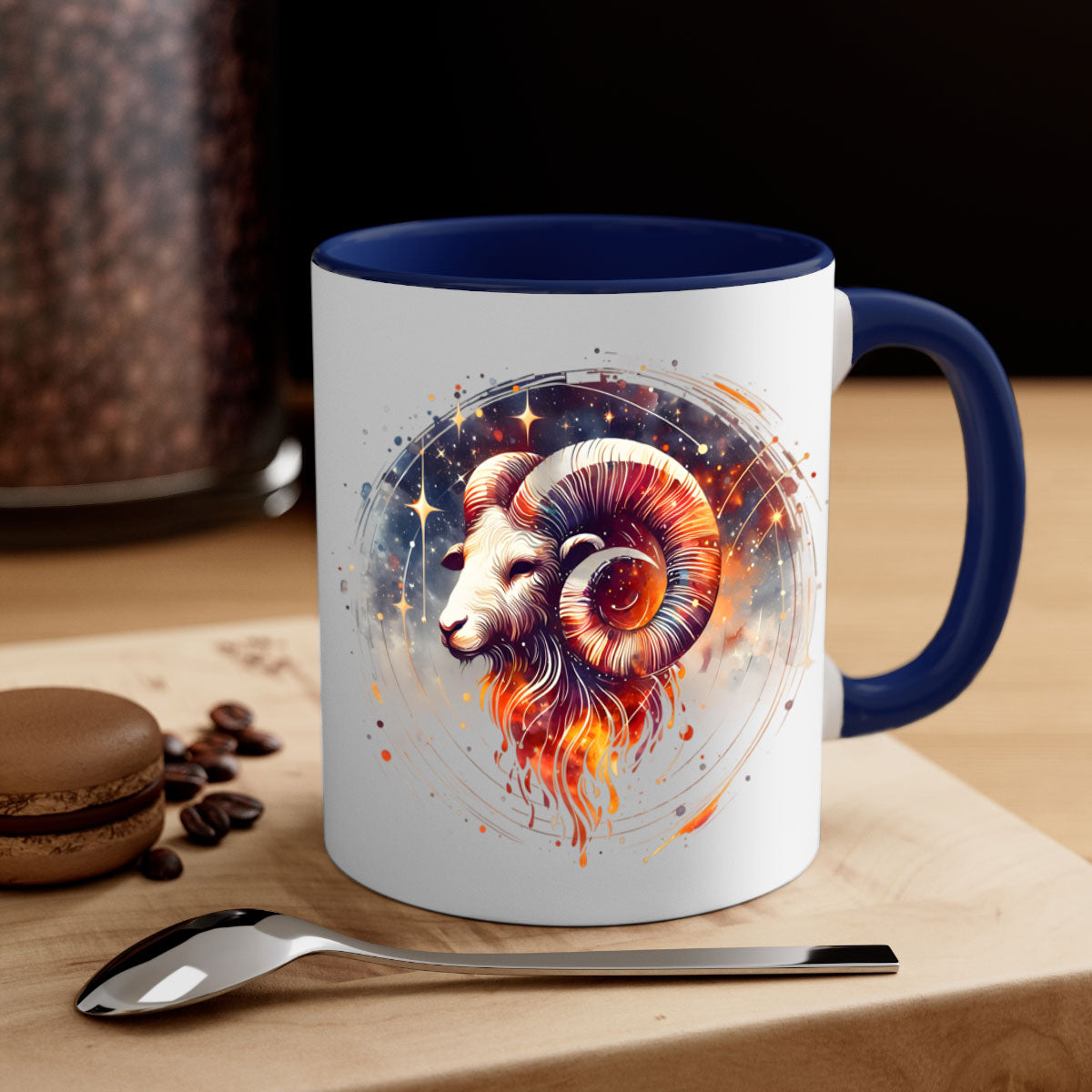 Capricorn 214# Zodiac Mug with colored handle and glossy finish, available in multiple colors and sizes.