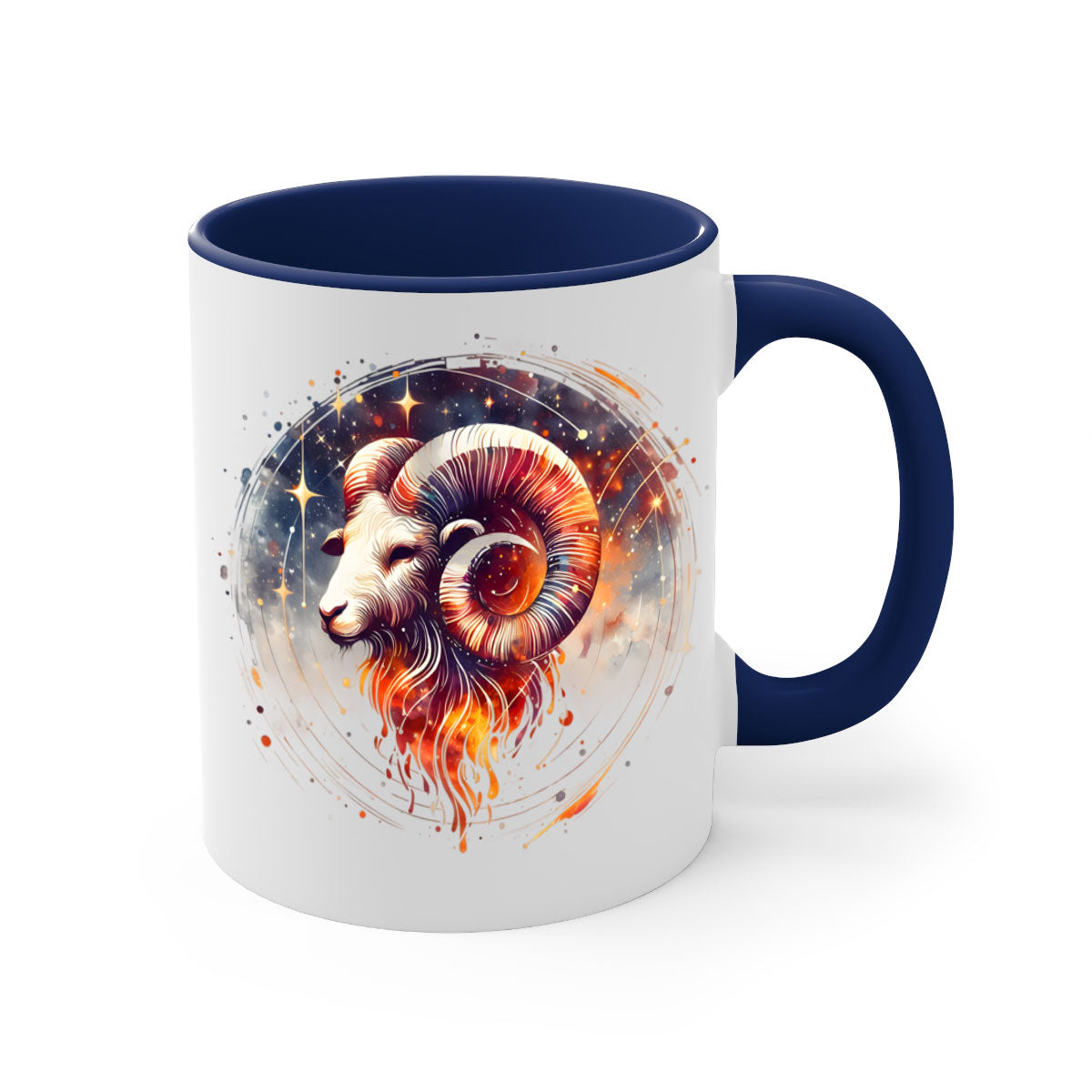Capricorn 214# Zodiac Mug with colored handle and glossy finish, available in multiple colors and sizes.