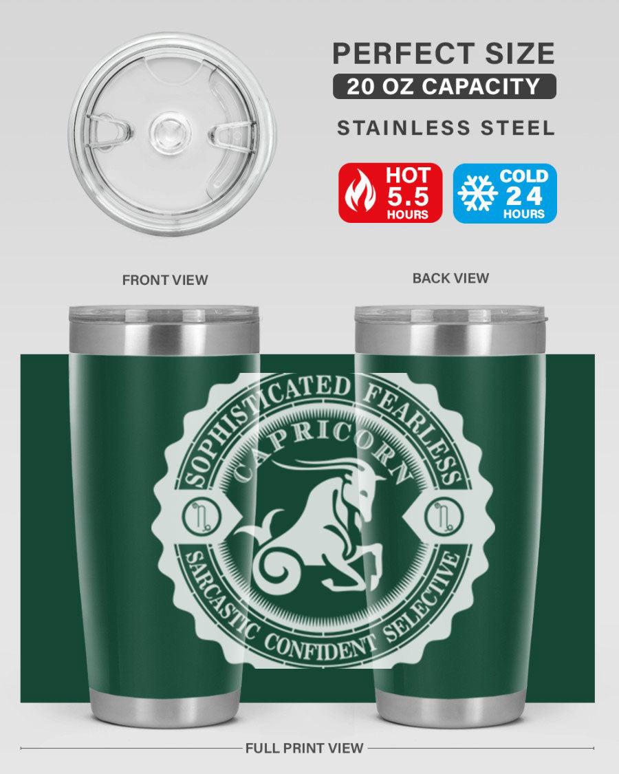 Capricorn 41# Tumbler, a stylish 20oz double wall vacuum stainless steel tumbler with a copper lining and drink-thru lid.