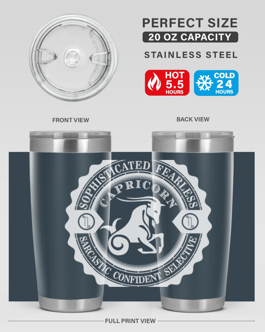 Capricorn 41# Tumbler, a stylish 20oz double wall vacuum stainless steel tumbler with a copper lining and drink-thru lid.