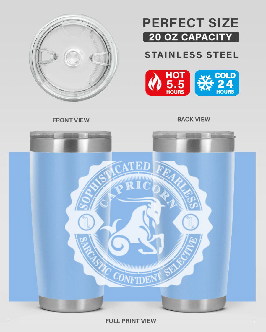 Capricorn 41# Tumbler, a stylish 20oz double wall vacuum stainless steel tumbler with a copper lining and drink-thru lid.