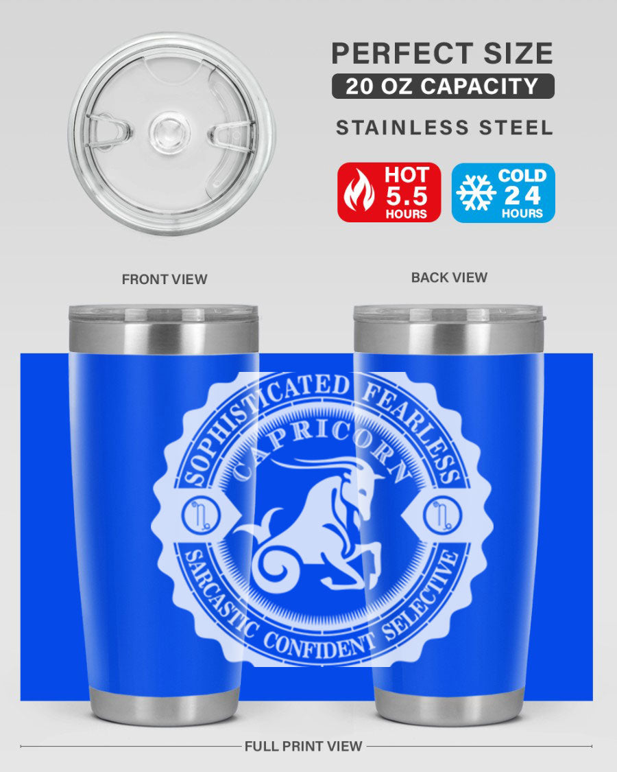 Capricorn 41# Tumbler, a stylish 20oz double wall vacuum stainless steel tumbler with a copper lining and drink-thru lid.