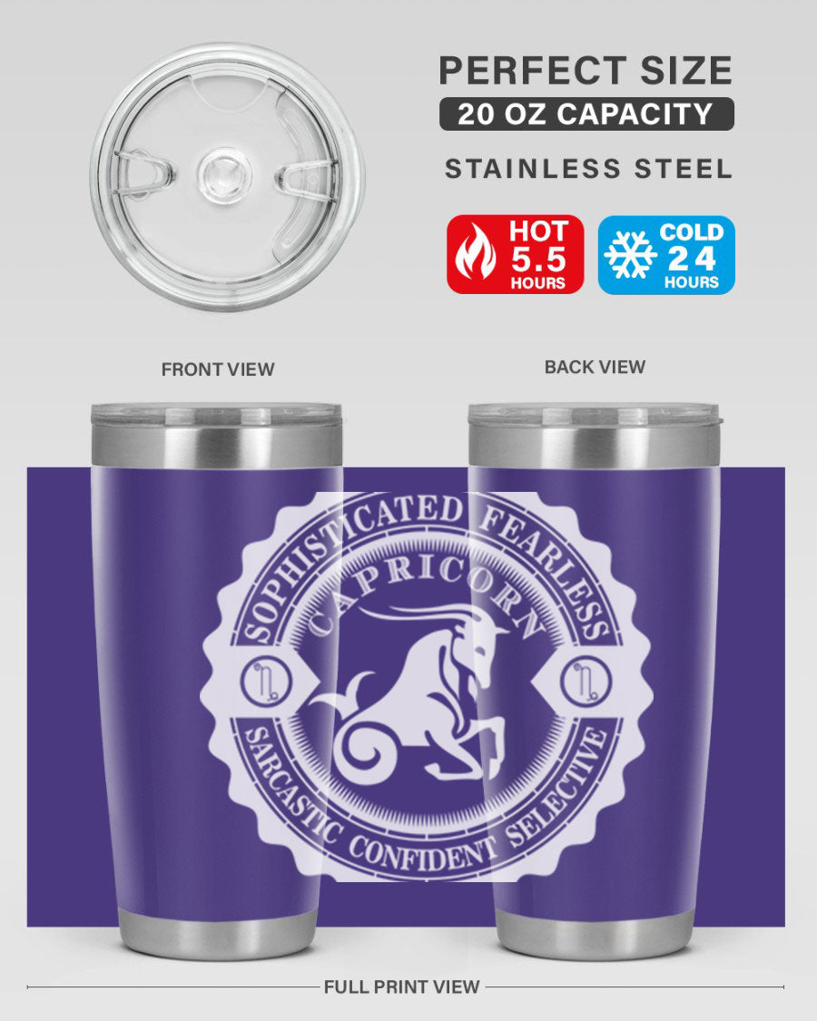 Capricorn 41# Tumbler, a stylish 20oz double wall vacuum stainless steel tumbler with a copper lining and drink-thru lid.