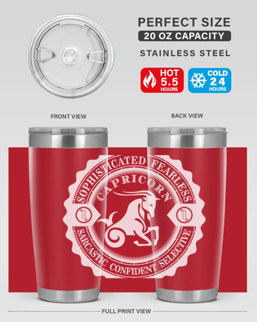 Capricorn 41# Tumbler, a stylish 20oz double wall vacuum stainless steel tumbler with a copper lining and drink-thru lid.
