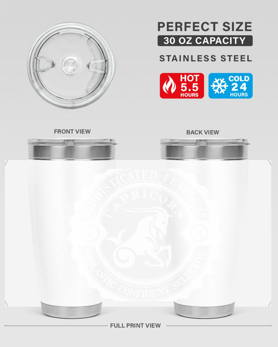 Capricorn 41# Tumbler, a stylish 20oz double wall vacuum stainless steel tumbler with a copper lining and drink-thru lid.