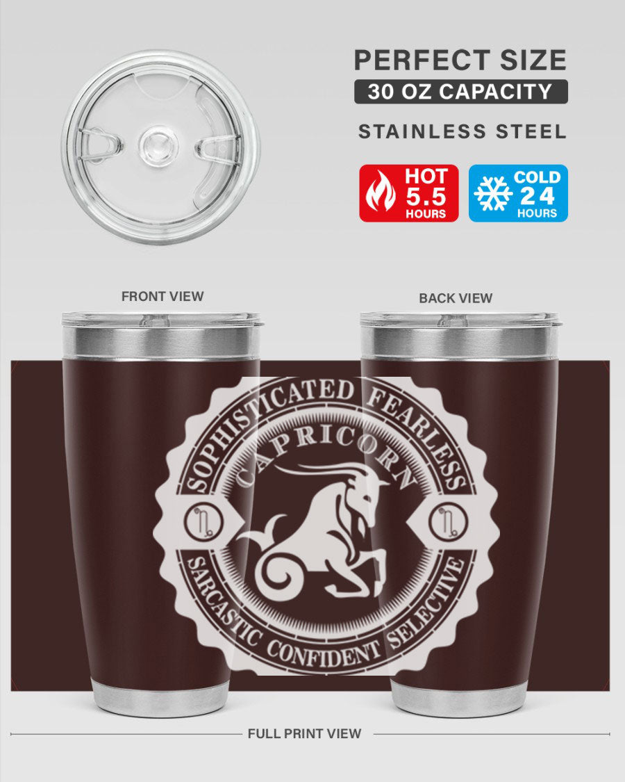 Capricorn 41# Tumbler, a stylish 20oz double wall vacuum stainless steel tumbler with a copper lining and drink-thru lid.