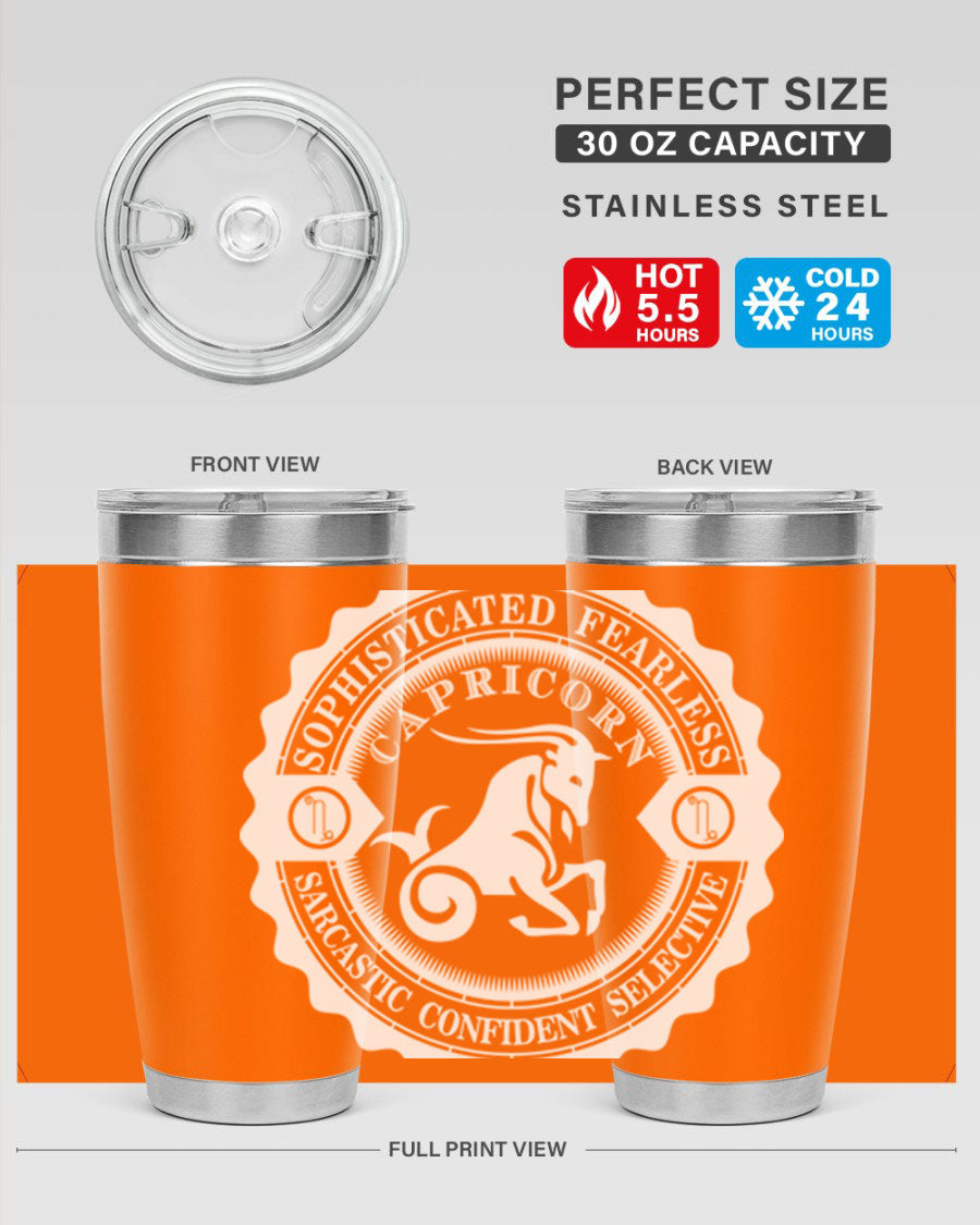 Capricorn 41# Tumbler, a stylish 20oz double wall vacuum stainless steel tumbler with a copper lining and drink-thru lid.