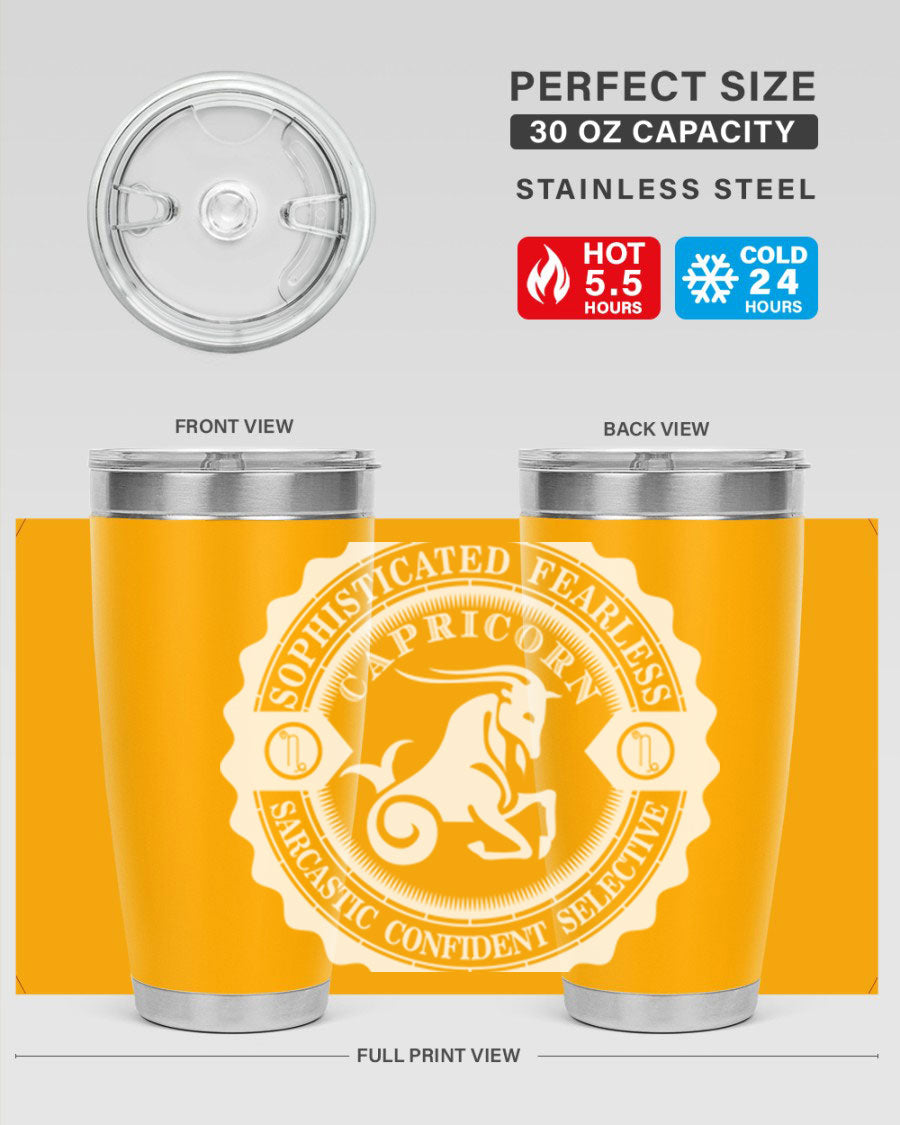 Capricorn 41# Tumbler, a stylish 20oz double wall vacuum stainless steel tumbler with a copper lining and drink-thru lid.