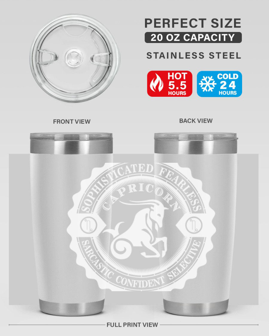 Capricorn 41# Tumbler, a stylish 20oz double wall vacuum stainless steel tumbler with a copper lining and drink-thru lid.