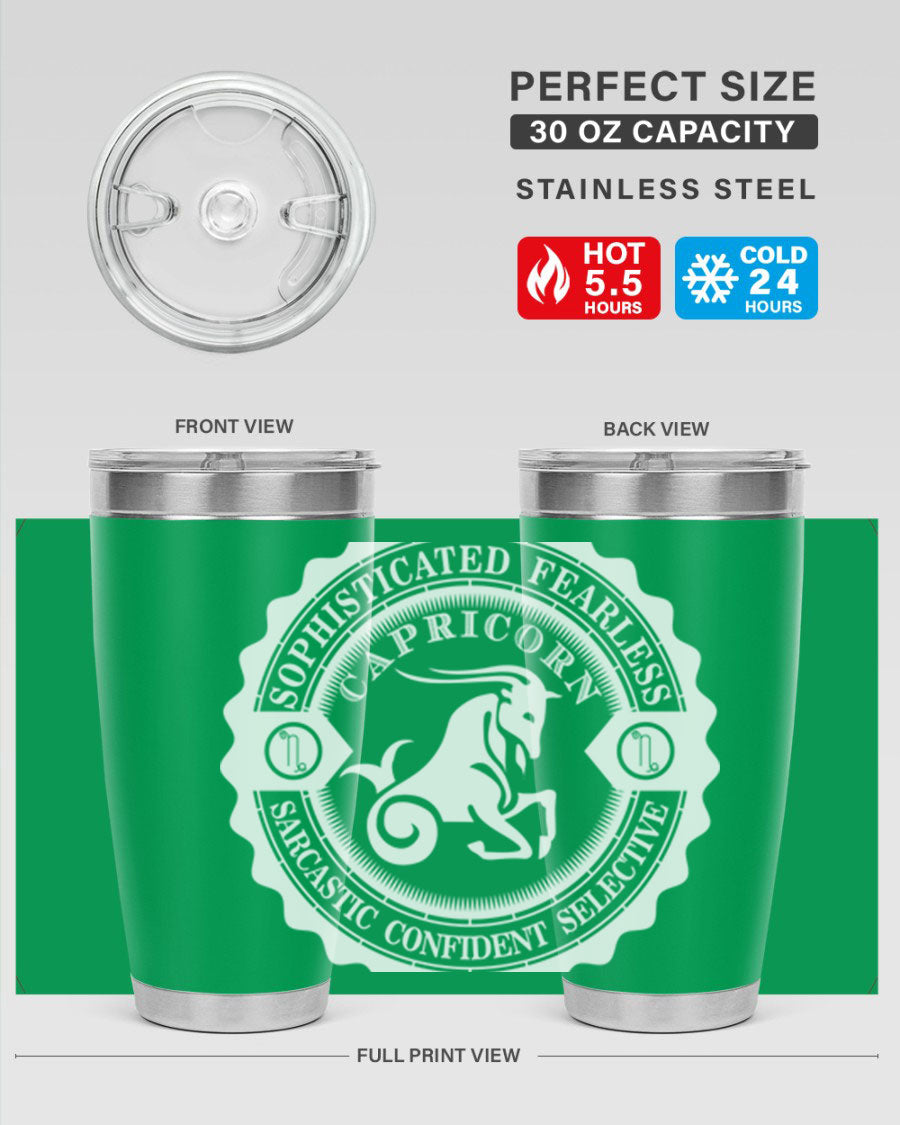 Capricorn 41# Tumbler, a stylish 20oz double wall vacuum stainless steel tumbler with a copper lining and drink-thru lid.