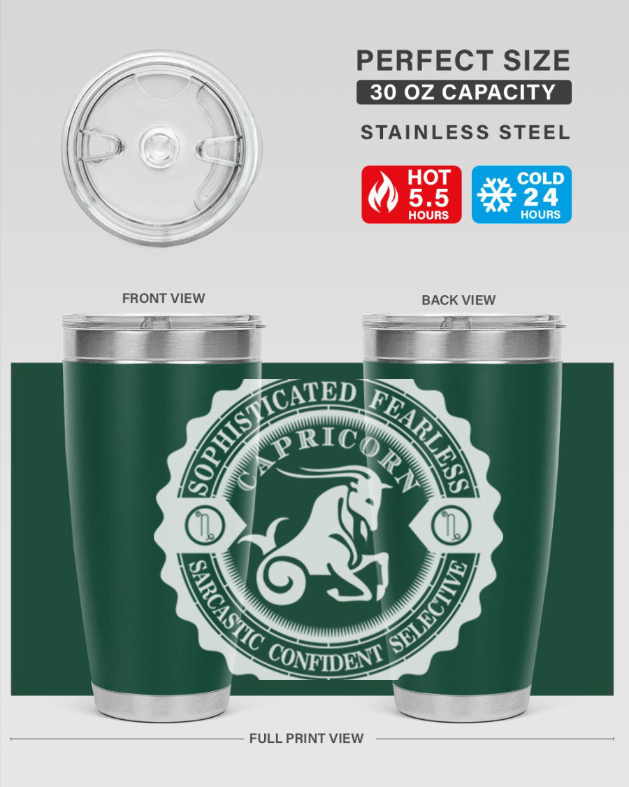 Capricorn 41# Tumbler, a stylish 20oz double wall vacuum stainless steel tumbler with a copper lining and drink-thru lid.