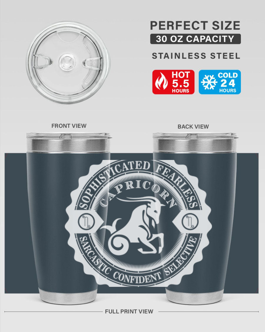 Capricorn 41# Tumbler, a stylish 20oz double wall vacuum stainless steel tumbler with a copper lining and drink-thru lid.