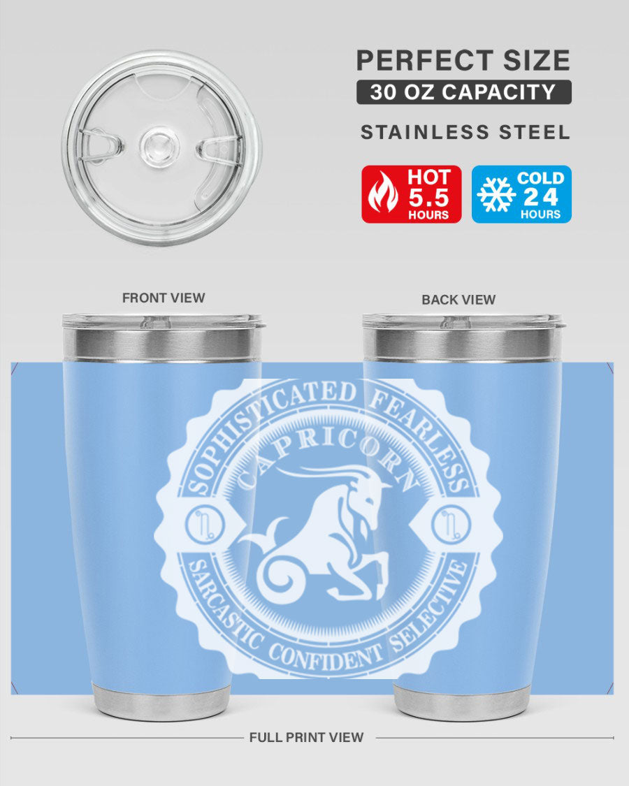 Capricorn 41# Tumbler, a stylish 20oz double wall vacuum stainless steel tumbler with a copper lining and drink-thru lid.